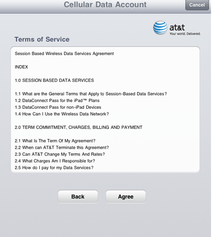 iPad Cellular Account Management